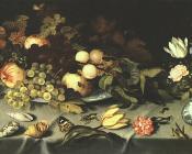 花卉和水果的图解 - 巴尔萨泽·凡·德·阿斯特